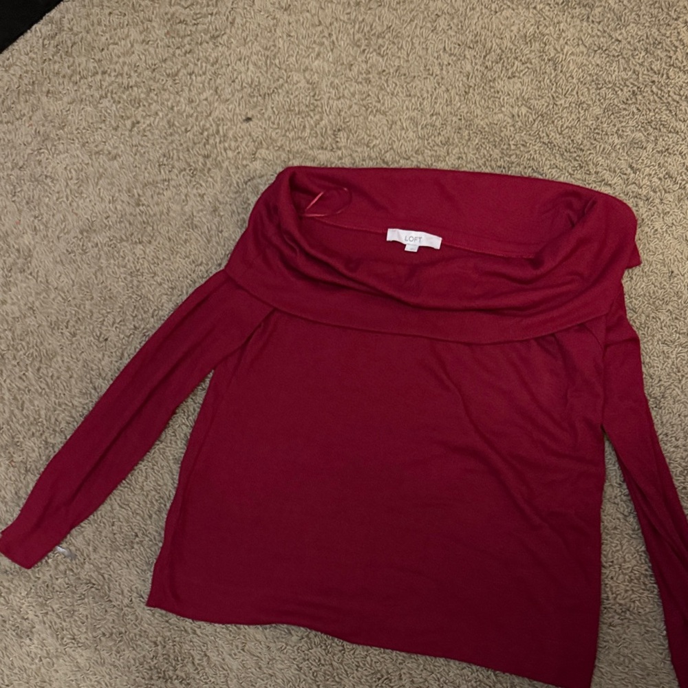 LOFT Burgundy Off-Shoulder Blouse